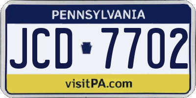 PA license plate JCD7702