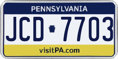 PA license plate JCD7703