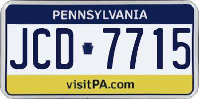 PA license plate JCD7715