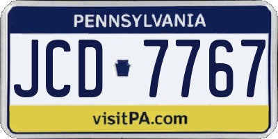 PA license plate JCD7767