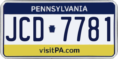 PA license plate JCD7781