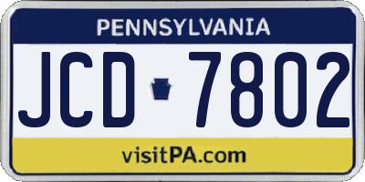 PA license plate JCD7802