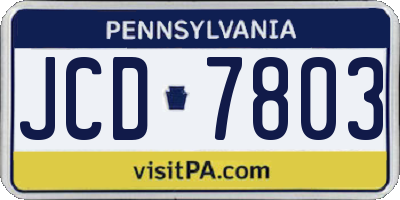 PA license plate JCD7803