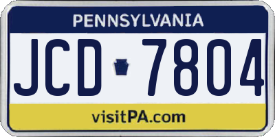 PA license plate JCD7804