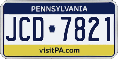 PA license plate JCD7821