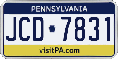PA license plate JCD7831