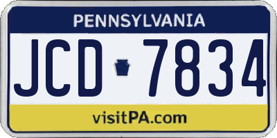 PA license plate JCD7834