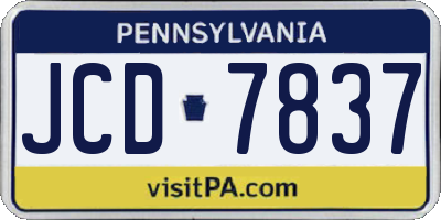 PA license plate JCD7837