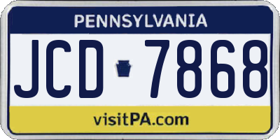 PA license plate JCD7868