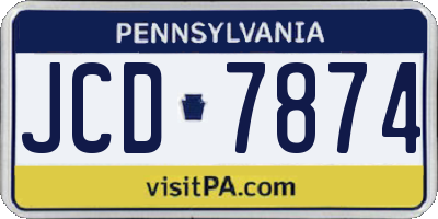 PA license plate JCD7874