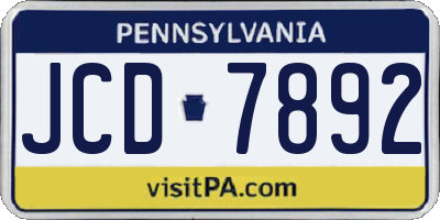 PA license plate JCD7892
