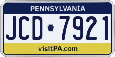 PA license plate JCD7921