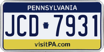 PA license plate JCD7931