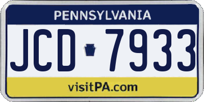 PA license plate JCD7933