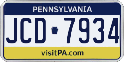 PA license plate JCD7934