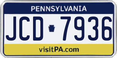 PA license plate JCD7936