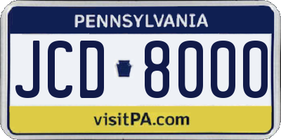 PA license plate JCD8000