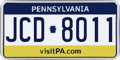 PA license plate JCD8011