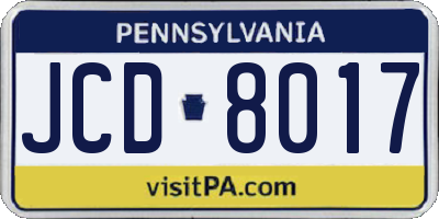 PA license plate JCD8017