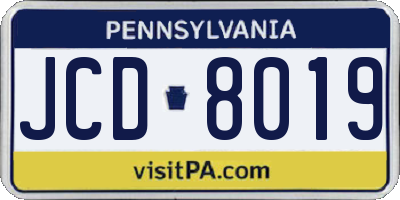 PA license plate JCD8019