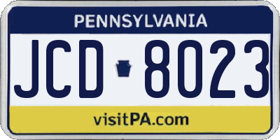 PA license plate JCD8023