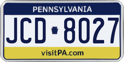 PA license plate JCD8027