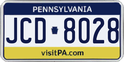 PA license plate JCD8028