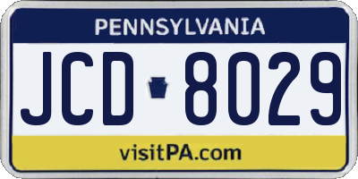 PA license plate JCD8029