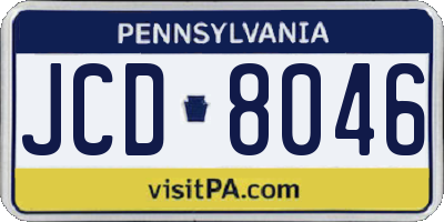 PA license plate JCD8046