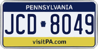PA license plate JCD8049