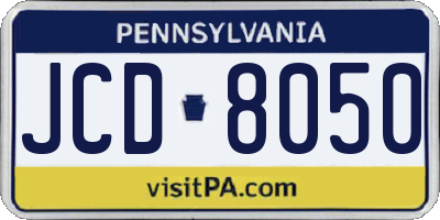 PA license plate JCD8050