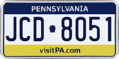 PA license plate JCD8051