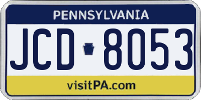 PA license plate JCD8053