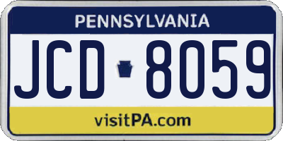 PA license plate JCD8059