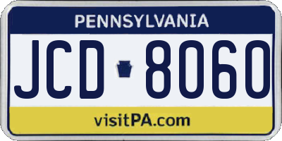 PA license plate JCD8060