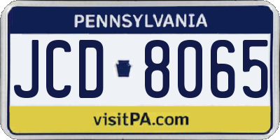 PA license plate JCD8065