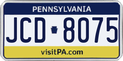 PA license plate JCD8075