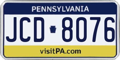 PA license plate JCD8076