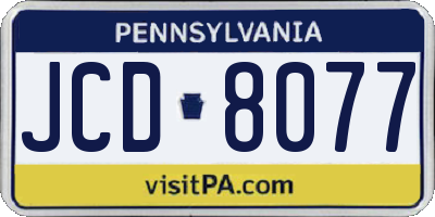 PA license plate JCD8077