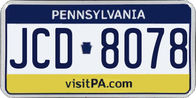 PA license plate JCD8078