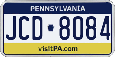 PA license plate JCD8084