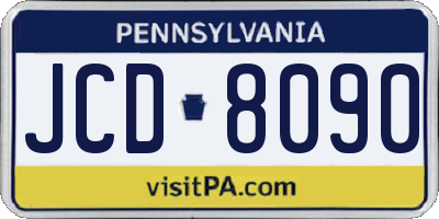 PA license plate JCD8090