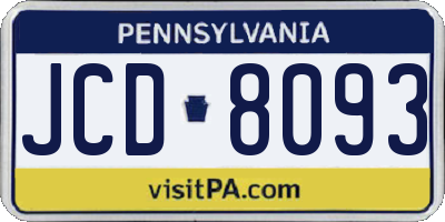 PA license plate JCD8093