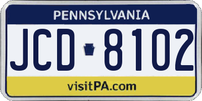 PA license plate JCD8102