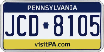 PA license plate JCD8105