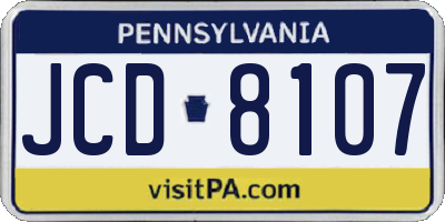 PA license plate JCD8107