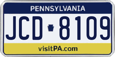 PA license plate JCD8109
