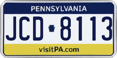 PA license plate JCD8113