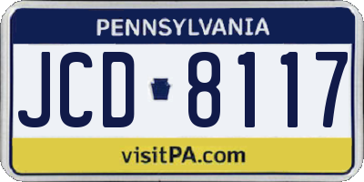 PA license plate JCD8117