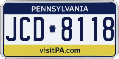 PA license plate JCD8118